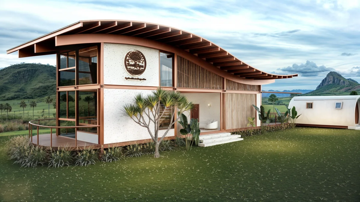 Soul Spa — Implantação no terreno — o edifício se apoia na topografia em vez de cortá-la